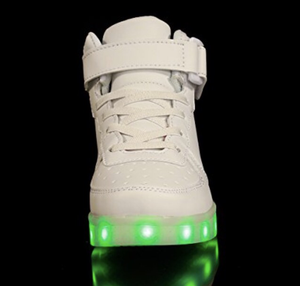 White Hi-Top LED Light Up Sneakers by BrightLightKicks