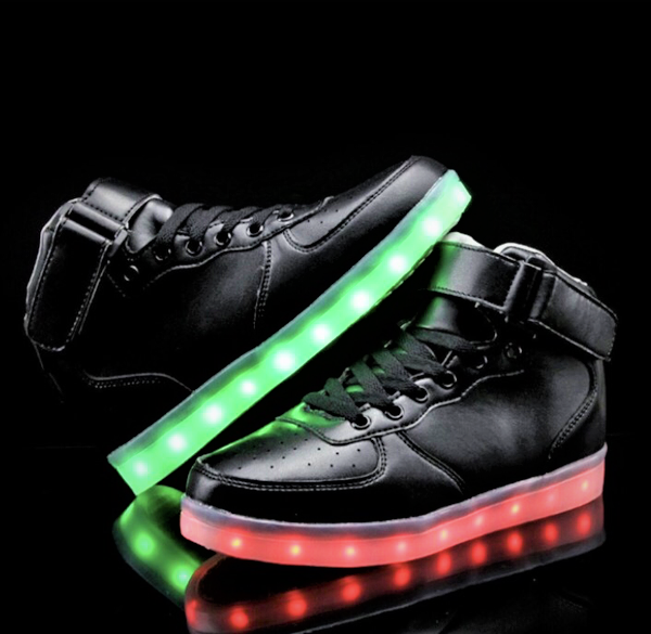 Black Hi-Top LED Light Up Sneakers by BrightLightKicks