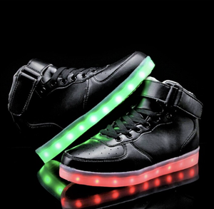 Children's Black Hi-Top LED Light Up Sneakers by BrightLightKicks