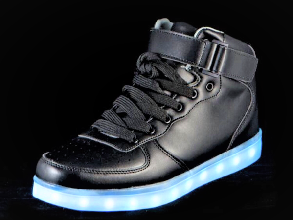 Black Hi-Top LED Light Up Sneakers by BrightLightKicks
