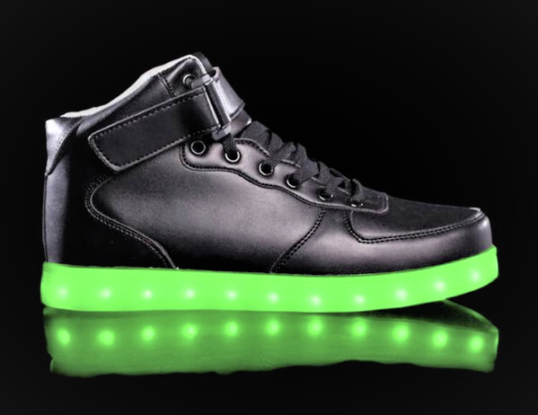 Children's Black Hi-Top LED Light Up Sneakers by BrightLightKicks