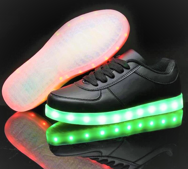 Children's Black Low-Top LED Light Up Sneakers by BrightLightKicks