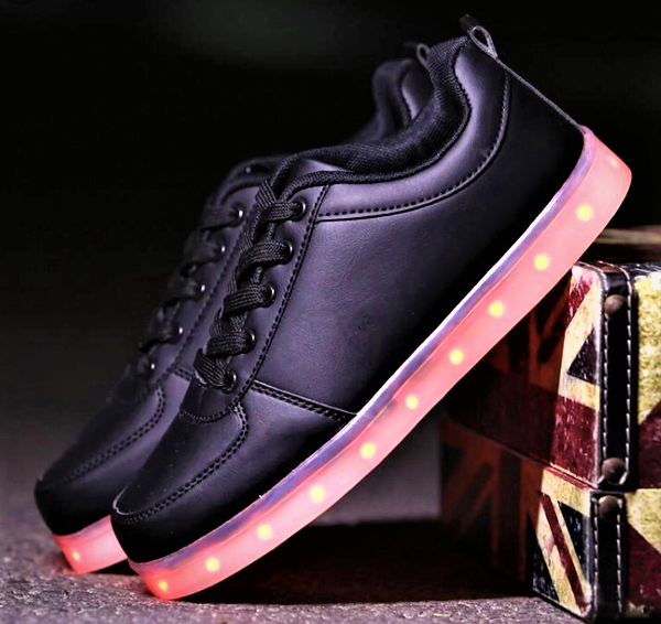 Children's Black Low-Top LED Light Up Sneakers by BrightLightKicks