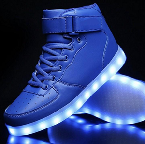 Blue Hi-Top LED Light Up Sneakers by BrightLightKicks