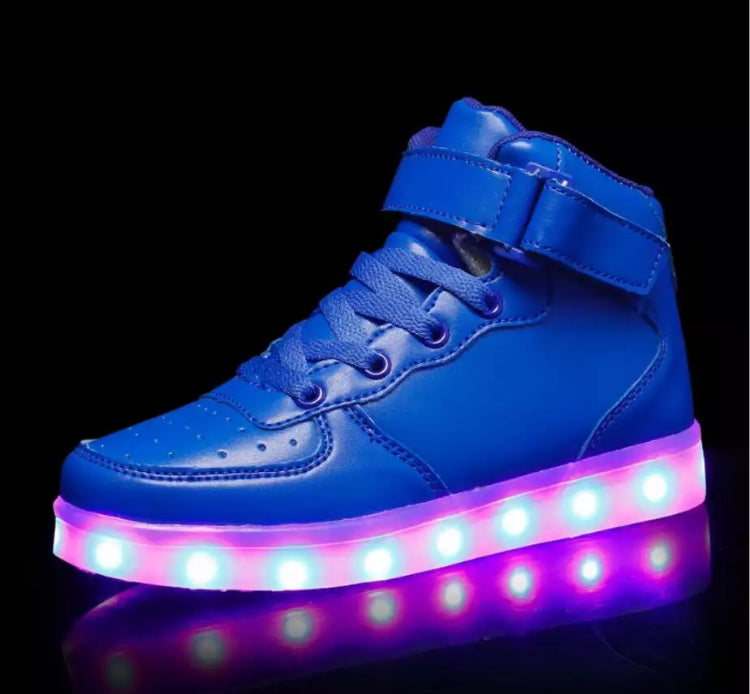 Blue Hi-Top LED Light Up Sneakers by BrightLightKicks
