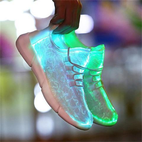 Children's Fiber-Optic Led White Shoes by Sneakers by BrightLightKicks