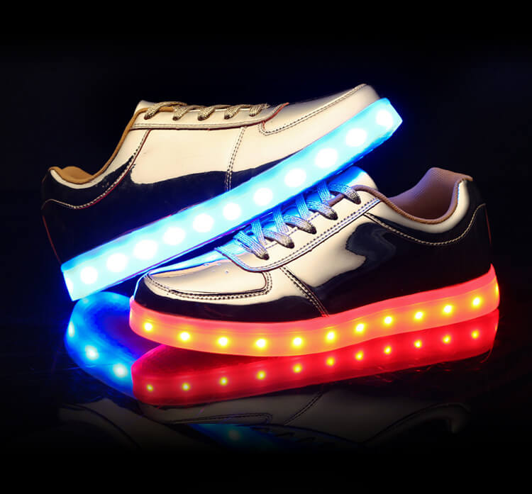 Children's  Gold/Chrome Low-Top LED Light Up Sneakers by BrightLightKicks