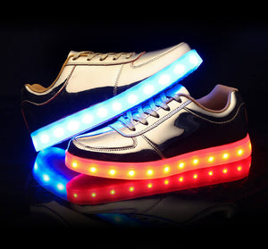Gold/Chrome Low-Top LED Light Up Sneakers by BrightLightKicks