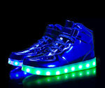 Blue/Chrome Hi-Top LED Light Up Sneakers by BrightLightKicks