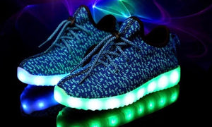 Children's  Blue Mesh LED Light Up Sneakers by BrightLightKicks