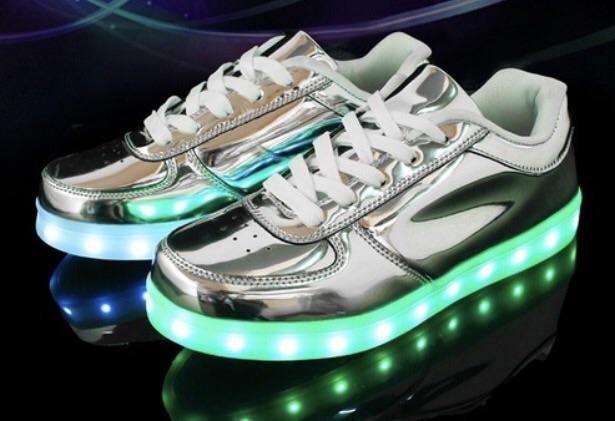 Silver/Chrome Low-Top LED Light Up Sneakers by BrightLightKicks