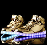 Children's Gold/Chrome Hi-Top LED Light Up Sneakers by BrightLightKicks