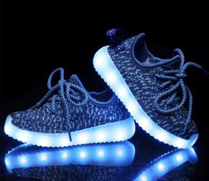 Children's  Blue Mesh LED Light Up Sneakers by BrightLightKicks