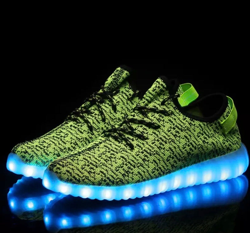 Green Mesh LED Light Up Sneakers by BrightLightKicks