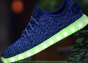 Blue Mesh Led Light Up Sneakers by BrightLightKicks