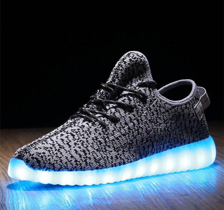 Grey Mesh LED Light Up Sneakers by BrightLightKicks