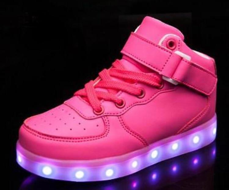 Children's Pink Hi-Top LED Light Up Sneakers by BrightLightKicks