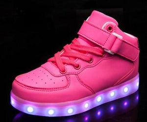 Children's Pink Hi-Top LED Light Up Sneakers by BrightLightKicks