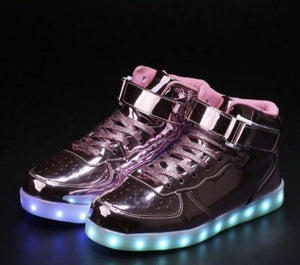 Pink/Chrome Hi-Top LED Light Up Sneakers by BrightLightKicks