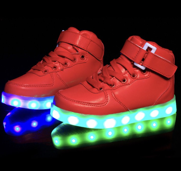 Red Hi-Top LED Light Up Sneakers by BrightLightKicks