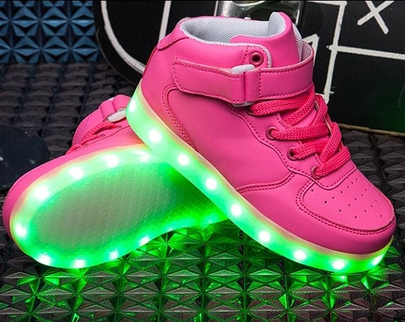 Pink Hi-Top Light Up Sneakers by BrightLightKicks
