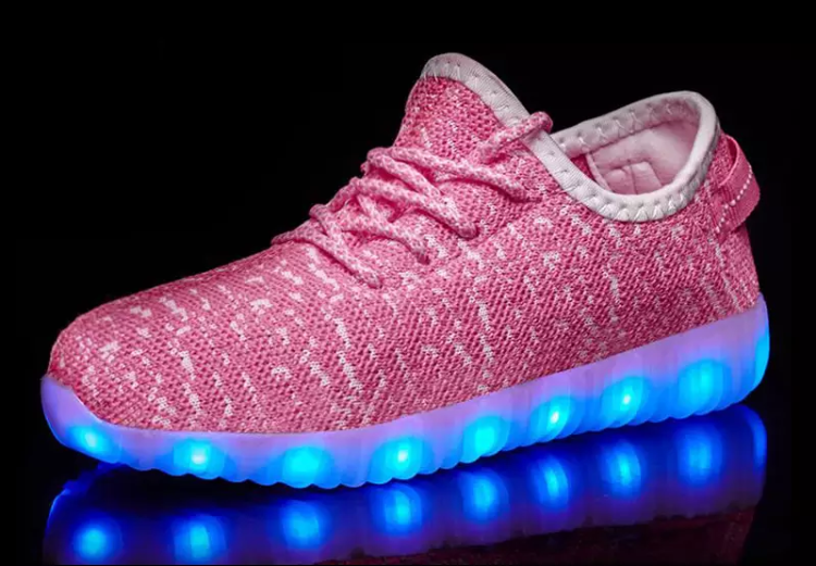 Children's Pink Mesh LED Light Up Sneakers by BrightLightKicks