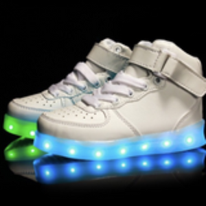 Children's White Hi-Top LED Light Up Sneakers by BrightLightKicks