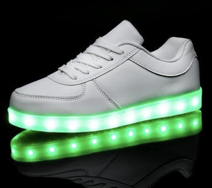 White Low-Top LED Light Up Sneakers by BrightLightKicks